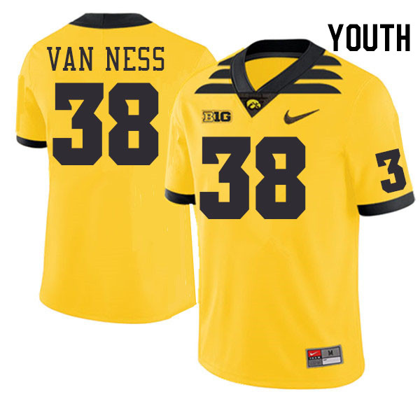 Youth #38 Devan Van Ness Iowa Hawkeyes College Football Jerseys Stitched-Gold